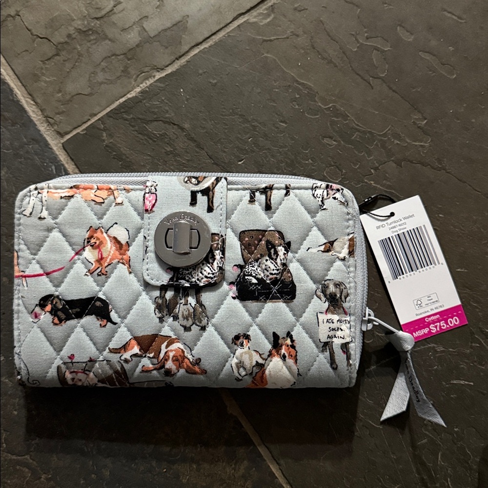 Nwt Vera Bradley RFID Turnlock dog show  Wallet